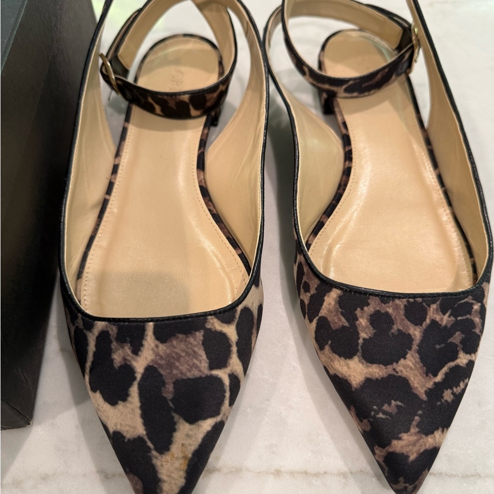 J. Crew Brown and Black Flats with Ankle Strap